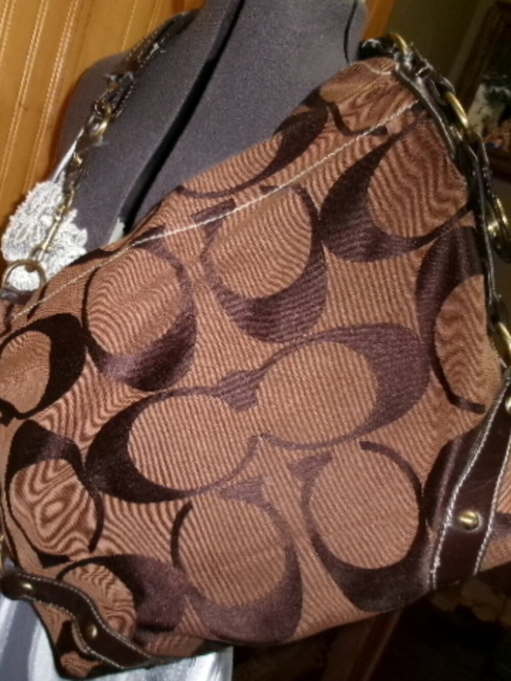Y2k vtg canvas big C Hobo satchel Coach bag good vintage coach - Picture 4 of 13
